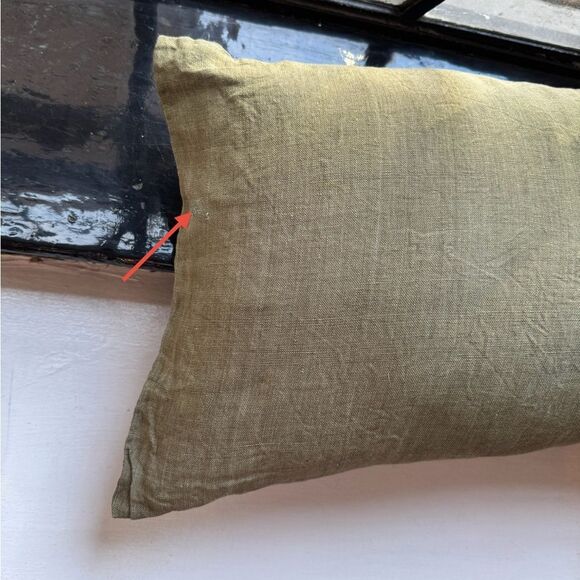 THE CITIZENRY Prisha Linen Lumbar Pillow 14"'H x 30"W Olive - Picture 6 of 6